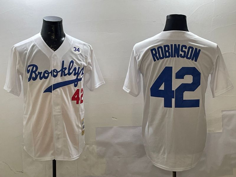 Men Los Angeles Dodgers #42 Robinson White Throwback Game 2025 Nike MLB Jersey style 3